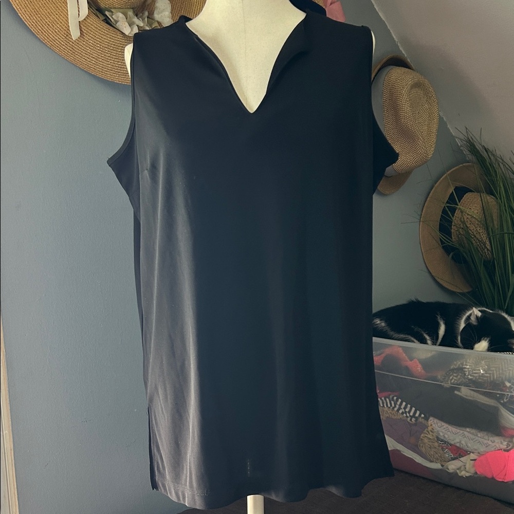 Massimo Black V-Neck Sleeveless Blouse